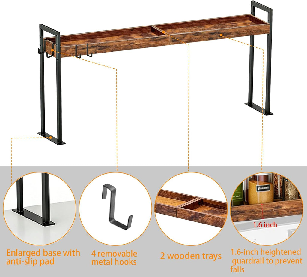 Spice Rack Shelf for 30-inch Kitchen Stove, Over the Stove Shelf with 4 Level – size reference