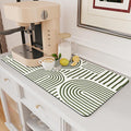 AMOAMI Coffee Mat Hide Stain Rubber Backed Absorbent Dish Drying Mat for Kitchen Counter - Fits Under Coffee Maker or Machine - Green Line 17x31.5