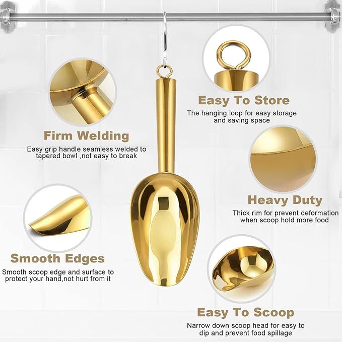 Ice Cream Scoops Set of 3 in Gold Stainless Steel, 6.5-Inch