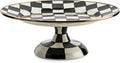 MACKENZIE-CHILDS Enamel Pedestal Serving Platter, Decorative Serving Dish for Food, Small, Black-and-White Courtly Check