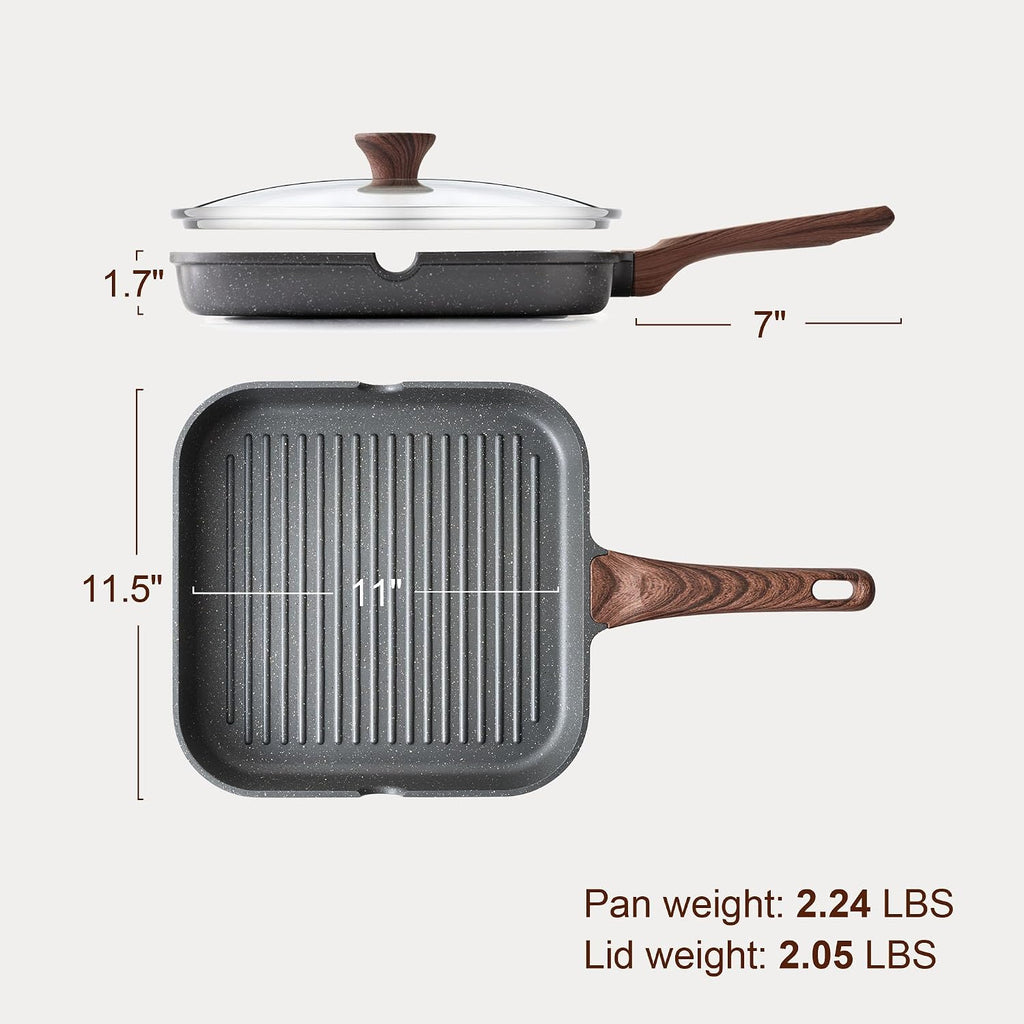 Nonstick Grill Pan with Lid, Grill Pan for Stove Tops, Versatile Griddle Pan – size reference