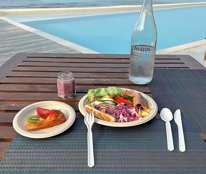 Compostable Cutlery Kits, 200 Sets with Fork, Spoon, Knife and Napkin