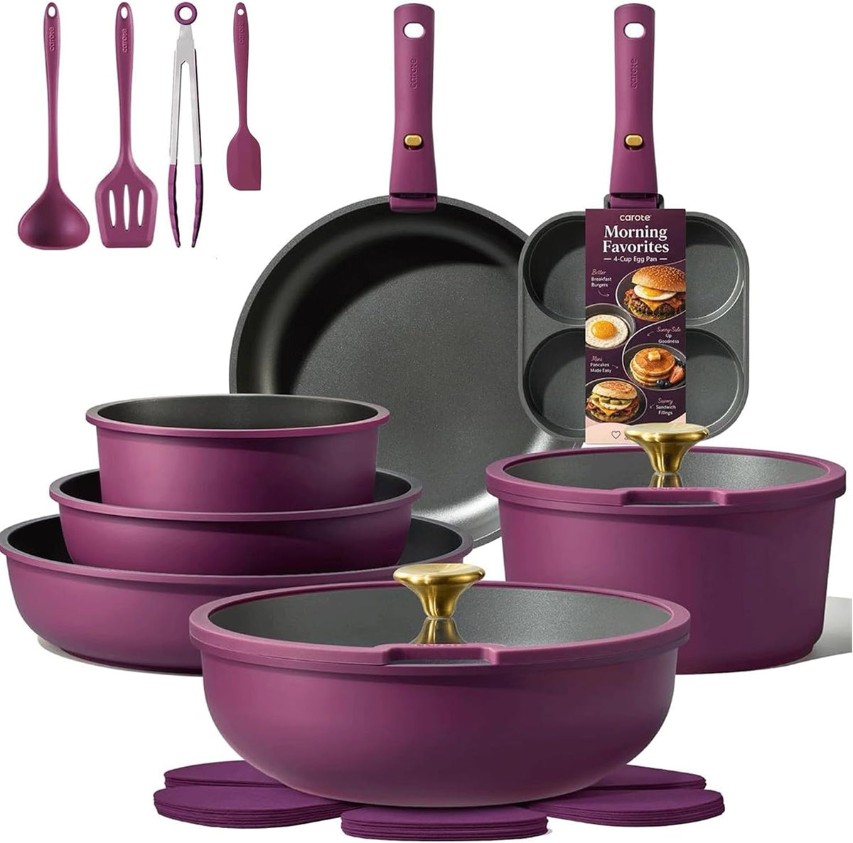 21pcs Pots and Pans Set Non Stick, Detachable Handle Cookware Sets
