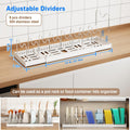 Cabinet Lid Organizer Rack, Expandable 12.6-22.4 Inch, 9 Dividers, White