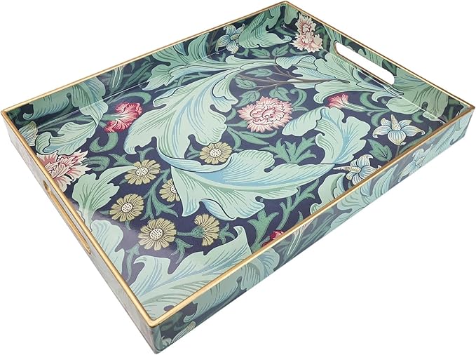Serving Trays, Rectangular Plastic Tray with Handles, 15.7 x 11.8 Inch
