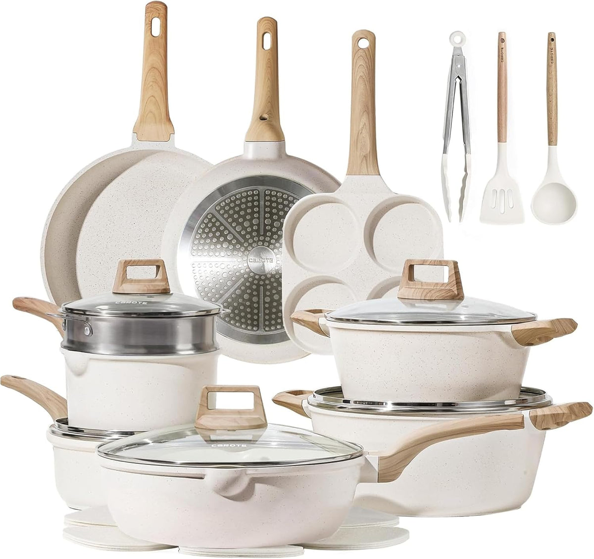 21pcs Pots and Pans Set, Nonstick Cookware Sets, with Egg Pan