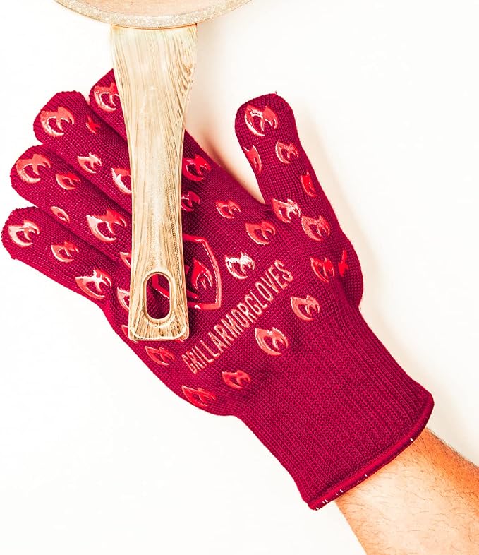 Red Protective Mitts, 932°F Heat Resistant, Cut Resistant, 2-Piece