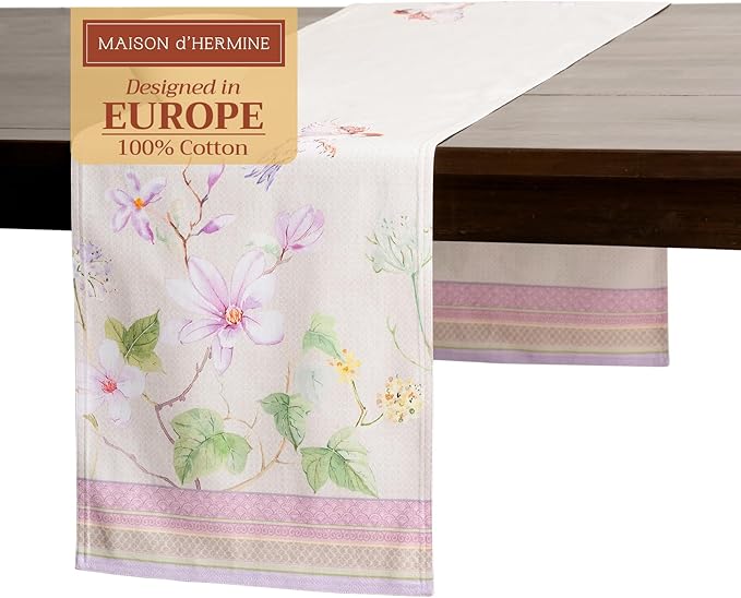 Table Runner in Magnolia Mornings, 100% Cotton, 14.5 x 108 Inches