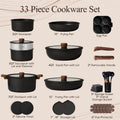 Cookware Set 33 Piece Nonstick with Removable Handles, Black