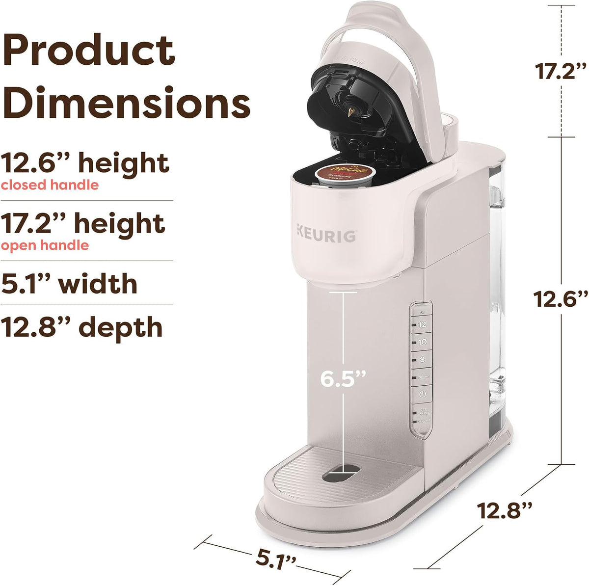 K-Express Single Serve K-Cup Pod Coffee Maker, Warm Stone – size reference