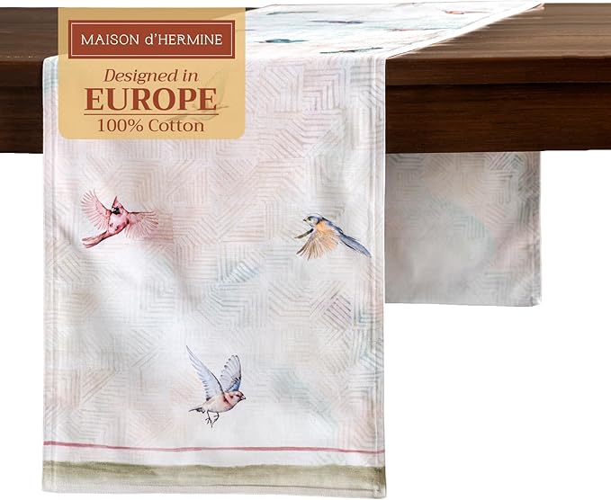 Table Runners 100% Cotton Flying Birds Design 14.5 x 108 Inch