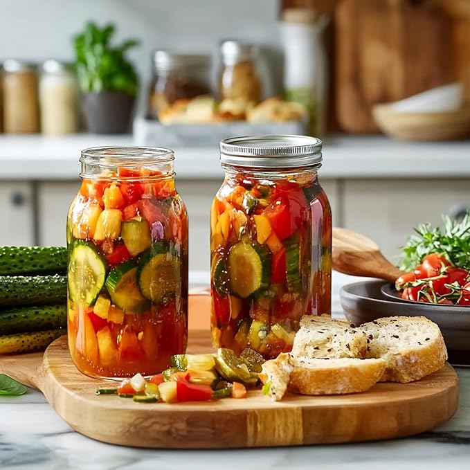 Glass Mason Jars 24 oz 6-Pack with Lids and Bands