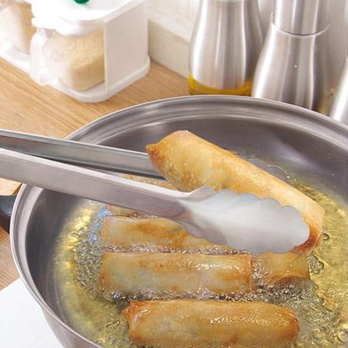ALLWIN-HOUSEWARE W 304 Stainless Steel Kitchen Cooking Tongs, 9" and 12" Set of 2 Sturdy Grilling Barbeque Brushed Locking Food Tongs with Ergonomic Grip, Blue