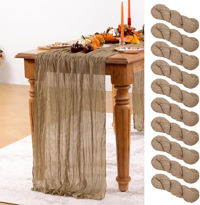 Table Runners Set of 10, Nude Cheesecloth, 35 x 120 Inch
