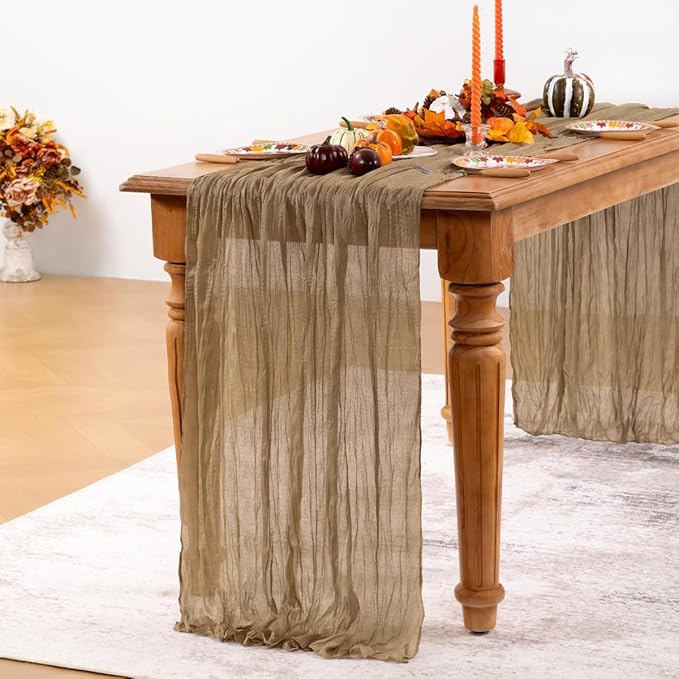 Table Runners Set of 10, Nude Cheesecloth, 35 x 120 Inch