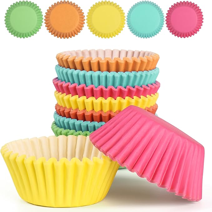 Baking Cups 1000 Count 1.4 Inch Mini Paper Liners in Rainbow Colors