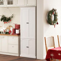 Pantry Cabinet, 72-Inch Tall Freestanding White Wood Cabinet with Doors