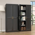 Black Metal Pantry Cabinet with Doors and 4 Adjustable Shelves