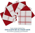 Dish Cloths 8 Pack, 100% Cotton Terry, 12 x 12 Inch, Red