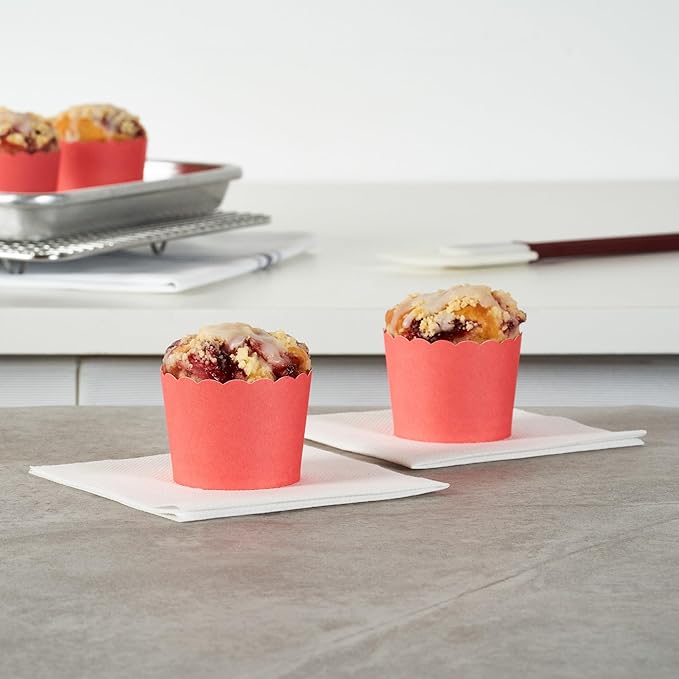 Baking Cups 200 Count Red Scalloped Paper, Oven-Ready and Greaseproof