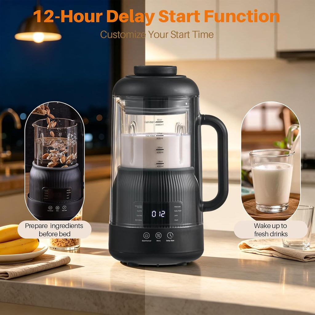8-in-1 Nut Milk Maker with Silent Shield 12H Delay Start/Keep Warm 35oz – size reference