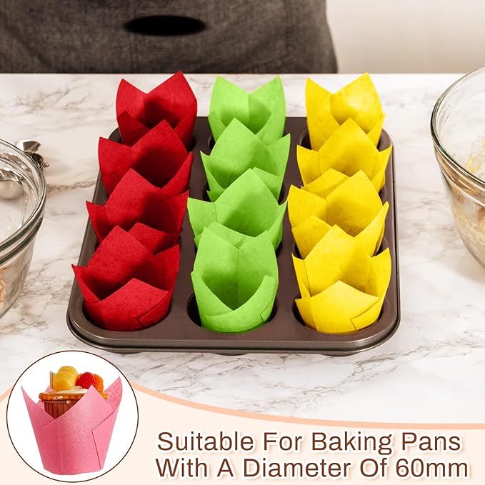 Baking Cups 300 Count Tulip Liners 2-1/4 x 4 Inch Assorted Colors