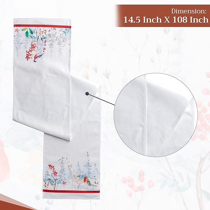 Table Runner 100% Cotton, Double Layer, 14.5 x 108 Inch, Morzine Print