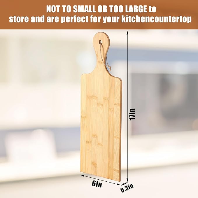 Cutting Boards Set of 12 Bamboo Boards with Handles, 17 x 6 Inch