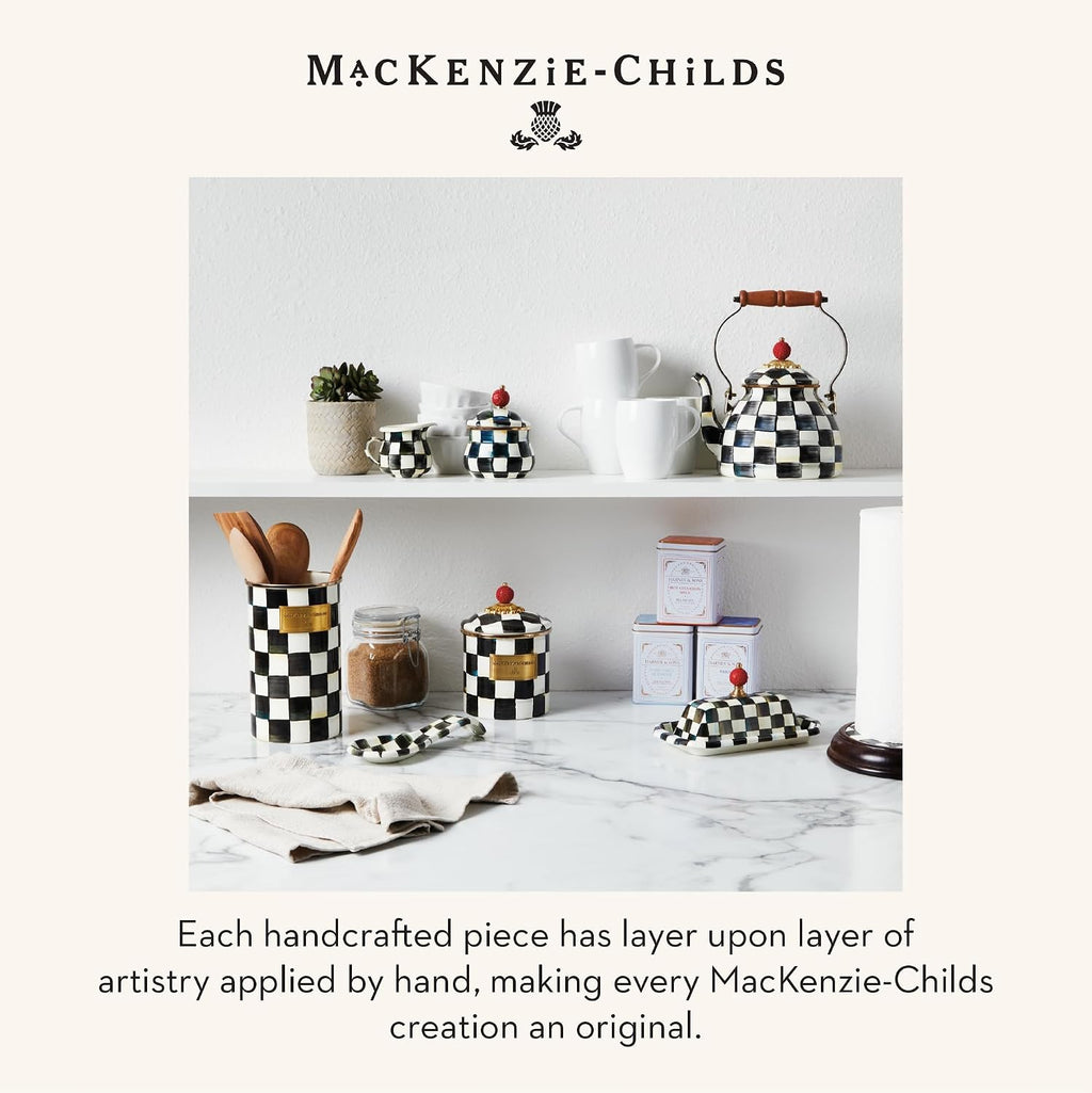 Enamel Utensil Holder, Black-and-White Courtly Check – size reference