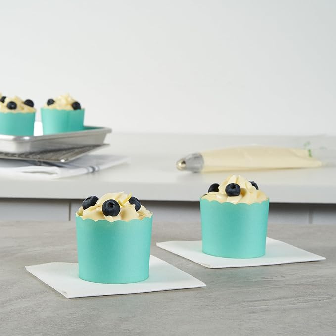 Baking Cups 200 Count Turquoise Scalloped Oven-Ready Paper Liners