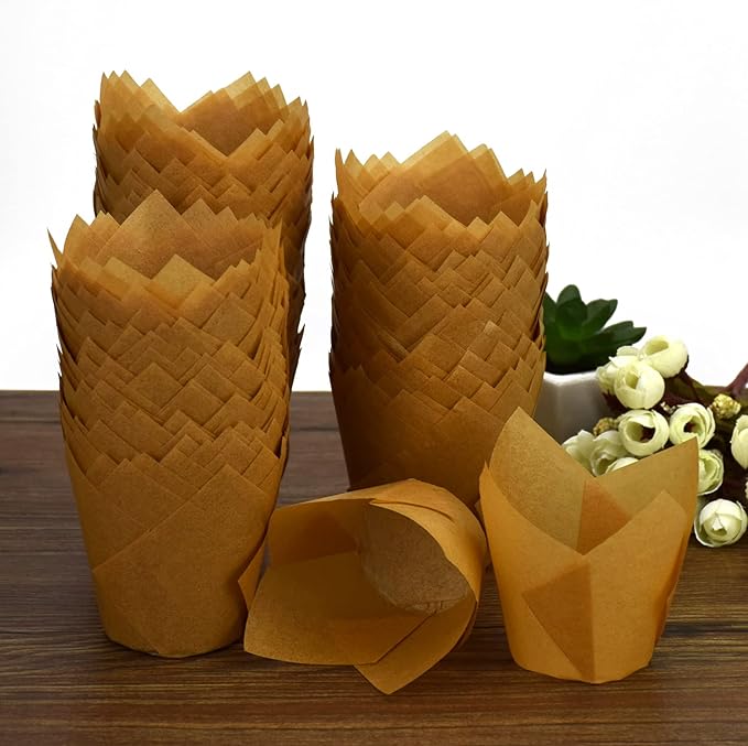 Baking Cups: 200 Count Brown Tulip Greaseproof Paper Cupcake Liners