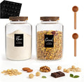 Food Storage Jars 67 oz Glass with Wood Lids and Scoops, 2 Pack