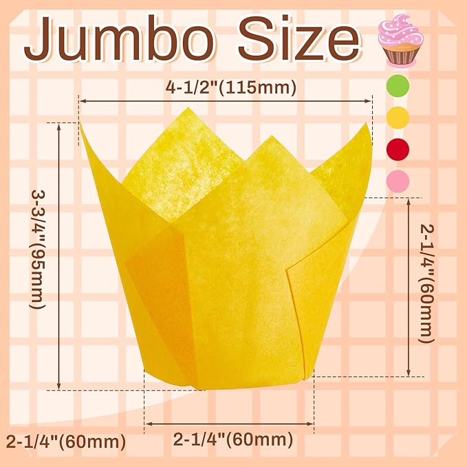 Baking Cups 300 Count Tulip Liners 2-1/4 x 4 Inch Assorted Colors