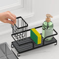 Kitchen Sink Caddy Organizer, Black Metal with Stone Drying Tray