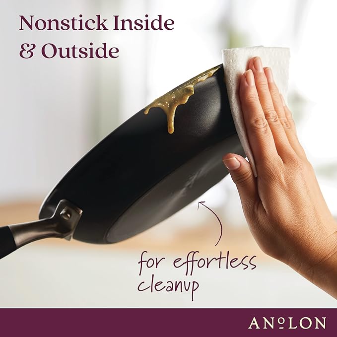 Anolon Advanced Home Hard Anodized Nonstick Frying Pan, 8.5 Inch – Small Non Stick Egg Pan, Durable Nonstick Skillet - Onyx