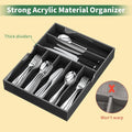 Flatware Organizer Tray, Black Acrylic, Expands 12 to 22.5 Inches