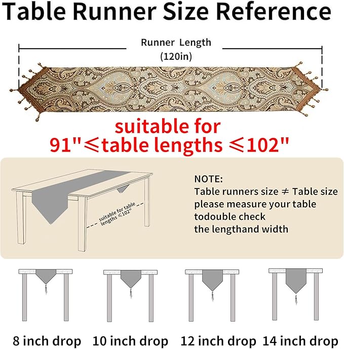 Table Runner, 12 x 120 Inch Coffee Floral Embroidered Polyester Suede