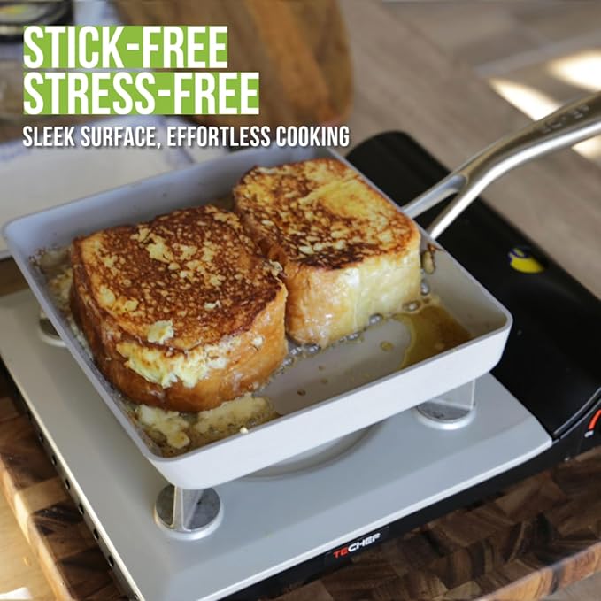 Tamagoyaki Omelet Pan, Ceramic Nonstick Aluminum, 8.5-Inch Silver