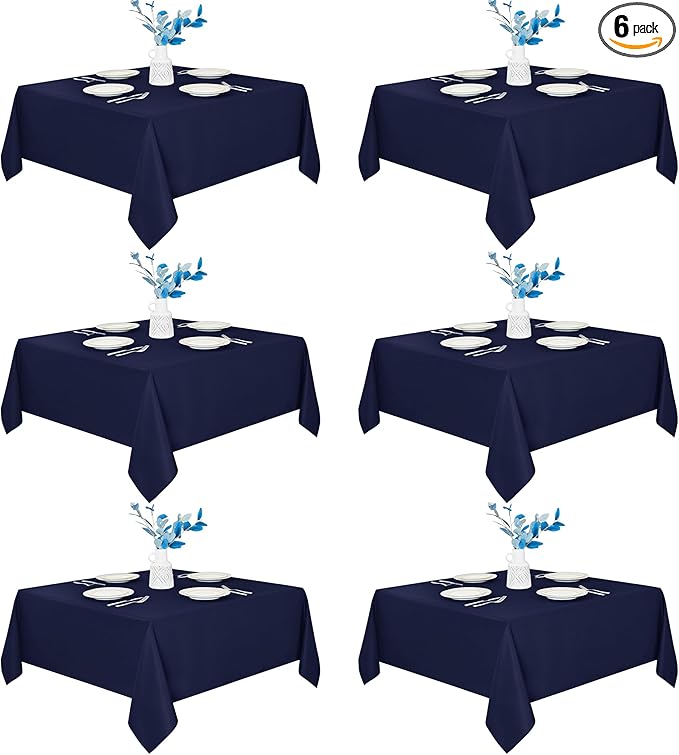 Tablecloths in Navy Polyester, 70 x 70 Inch Square, Pack of 6