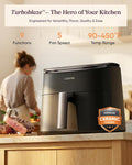 Air Fryer, 6 Quart Capacity, Dark Gray with 9 Cooking Functions