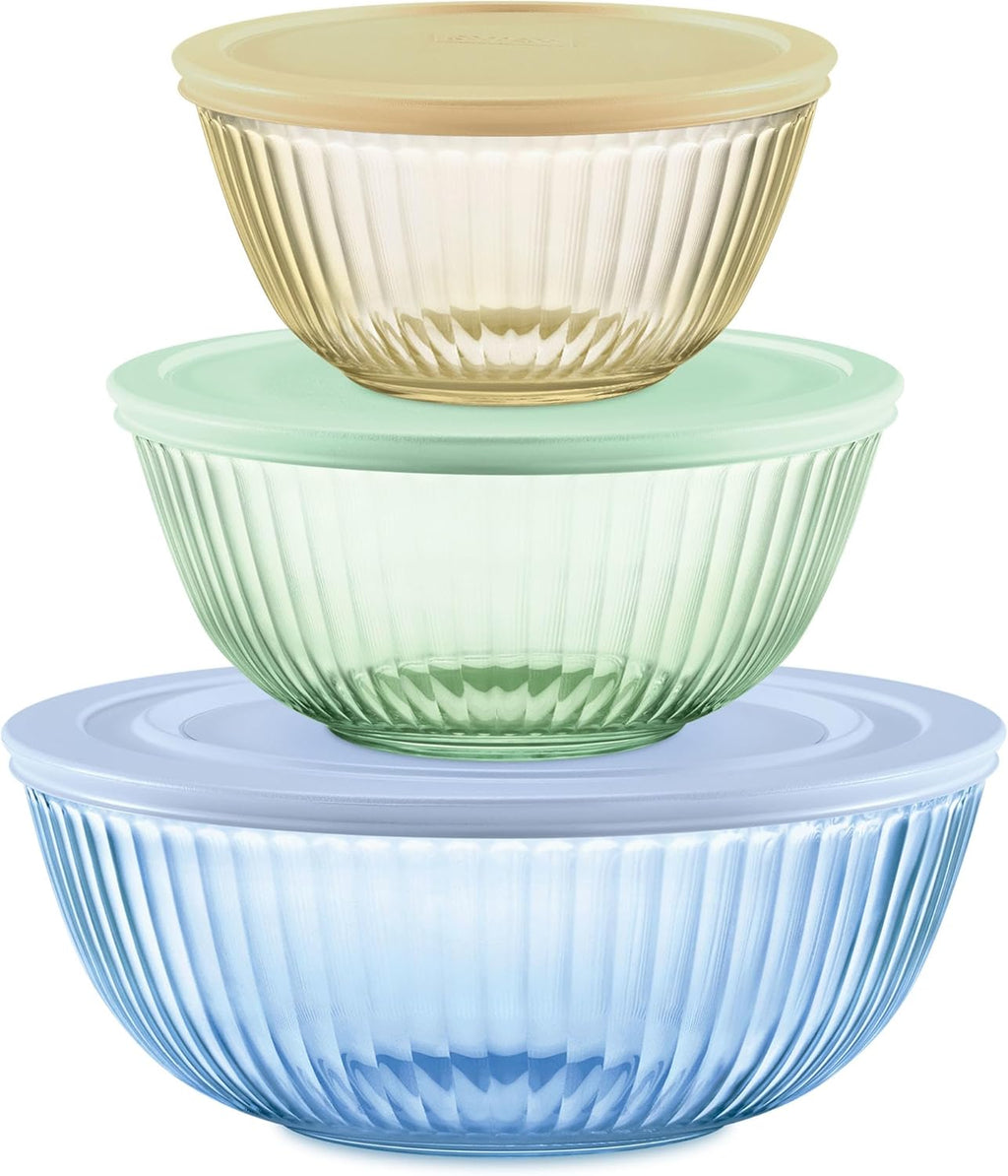 Colors Tinted (3-Pack, Full Set) Sculpted Tinted Glass Mixing Bowls