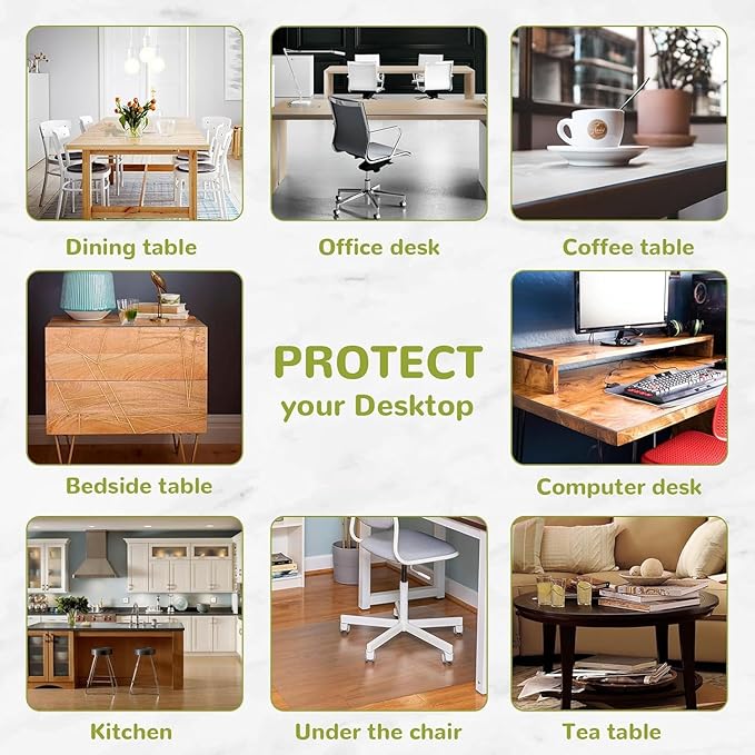 38 x 96 Inch Clear Table Cover Protector, Clear Table Protector for Dining Room Table, 1.5mm Plastic Table Cover, Waterproof Table Pad for Kitchen, Office