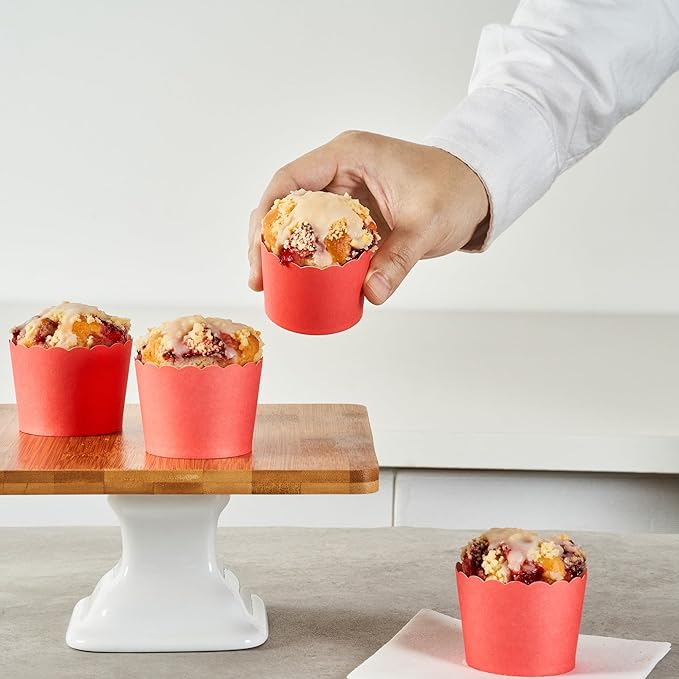 Baking Cups 200 Count Red Scalloped Paper, Oven-Ready and Greaseproof