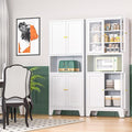Pantry Cabinet with 3 Adjustable Shelves, Metal, White