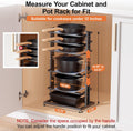 Pot Rack Organizer, 6-Tier Black Iron, Adjustable Height