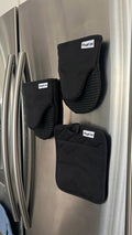 Oven Mitts, 3 Piece Magnetic Set with Silicone Grip, Heat Resistant to 500F