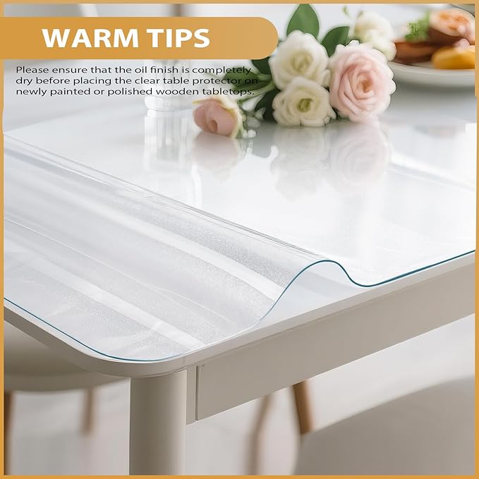 Frosted Table Protector 24 x 48 Inch, 1.4mm Thick Waterproof PVC Plastic Table Cover, Durable Table Pad for Dining Room, Kitchen, Writing Desk, and Coffee Tables