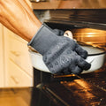 Protective Mitts & Potholders, Gray Aramid, Silicone Grip, Cotton Lined