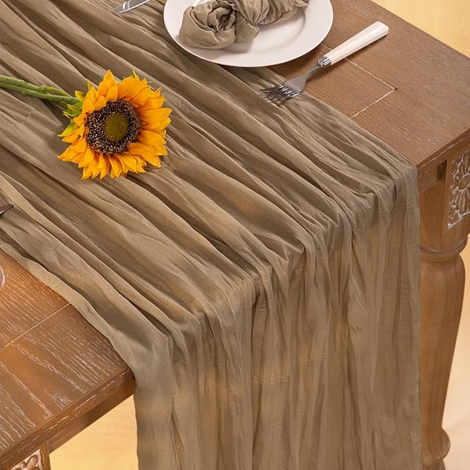 Table Runners 4 Pack, Nude Cotton Cheesecloth Gauze, 35 x 120 Inch