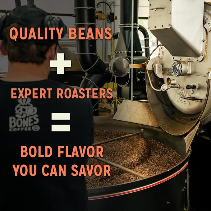 Bones Coffee Company Holy Cannoli, Baked Cannoli Flavored Coffee, Medium Roast Low Acid Arabica Beans Compatible with Auto drip and French Press Coffee Maker, 12 Oz Ground